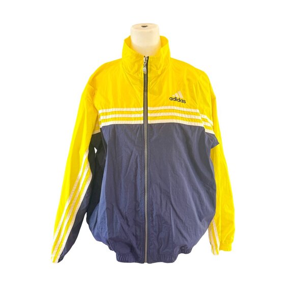 Vintage Adidas 3-Stripes Windbreaker Jacket – Yellow & Navy - Picture 2 of 6
